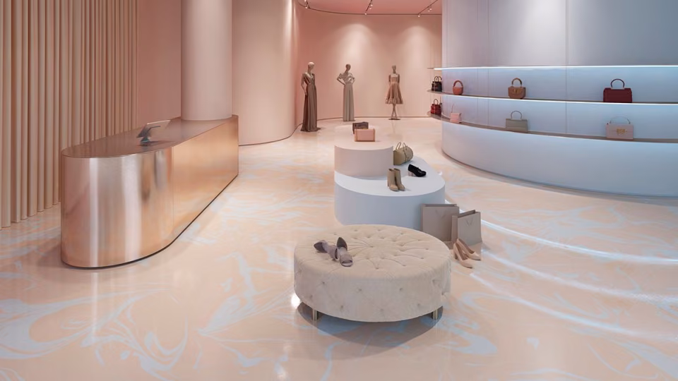 Floor coatings with unique designs