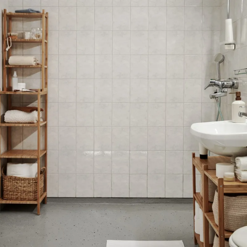 white tiled bathroom